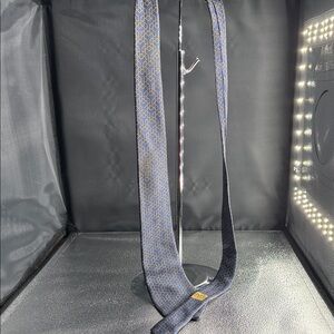 Hermes Navy and Gold Geometric Tie Vintage made in France